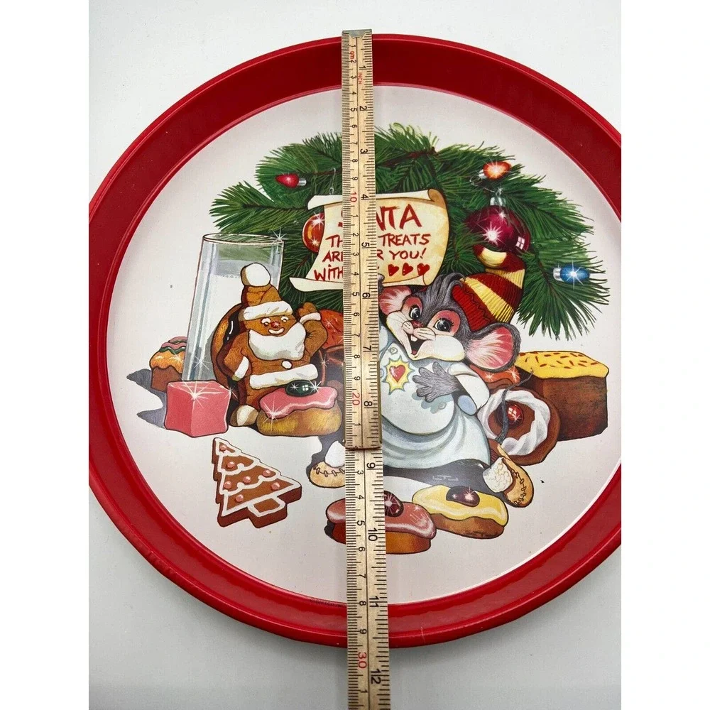 Vintage 90's Metal‎ Christmas Serving Tray by Giftco / Tin Round Cookie
